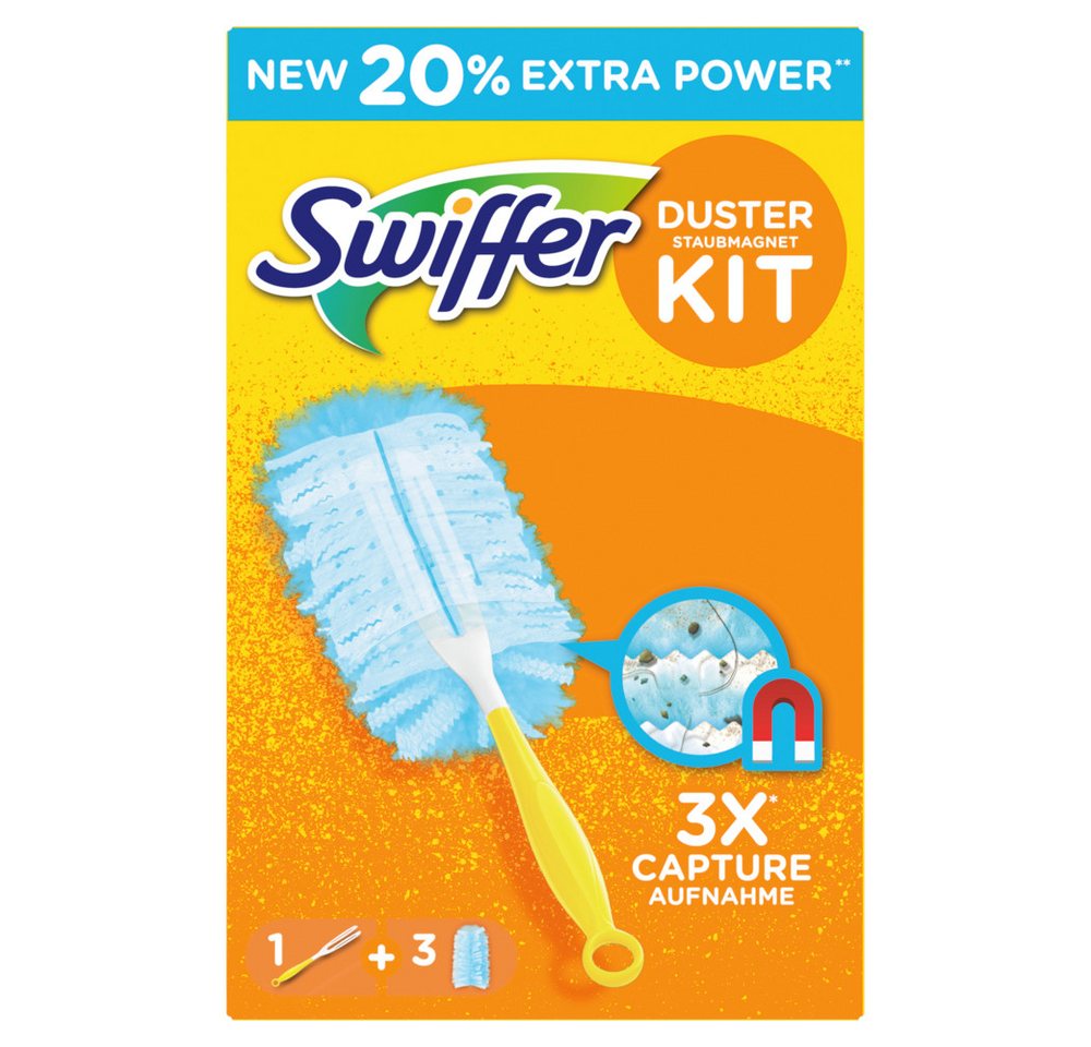 Swiffer Staubwedel Swiffer Staubmagnet Starterset (Griff + 3 Staubmagnet Tücher) (2-St) von Swiffer