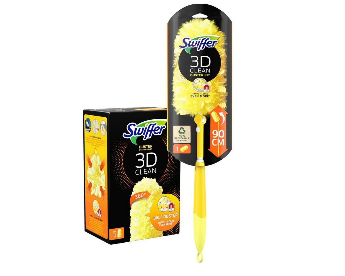 Swiffer Swiffer 3D Duster Staubmagnet Kit & 5 Tücher - Fängt Staub & Haare ein Reinigungstücher von Swiffer