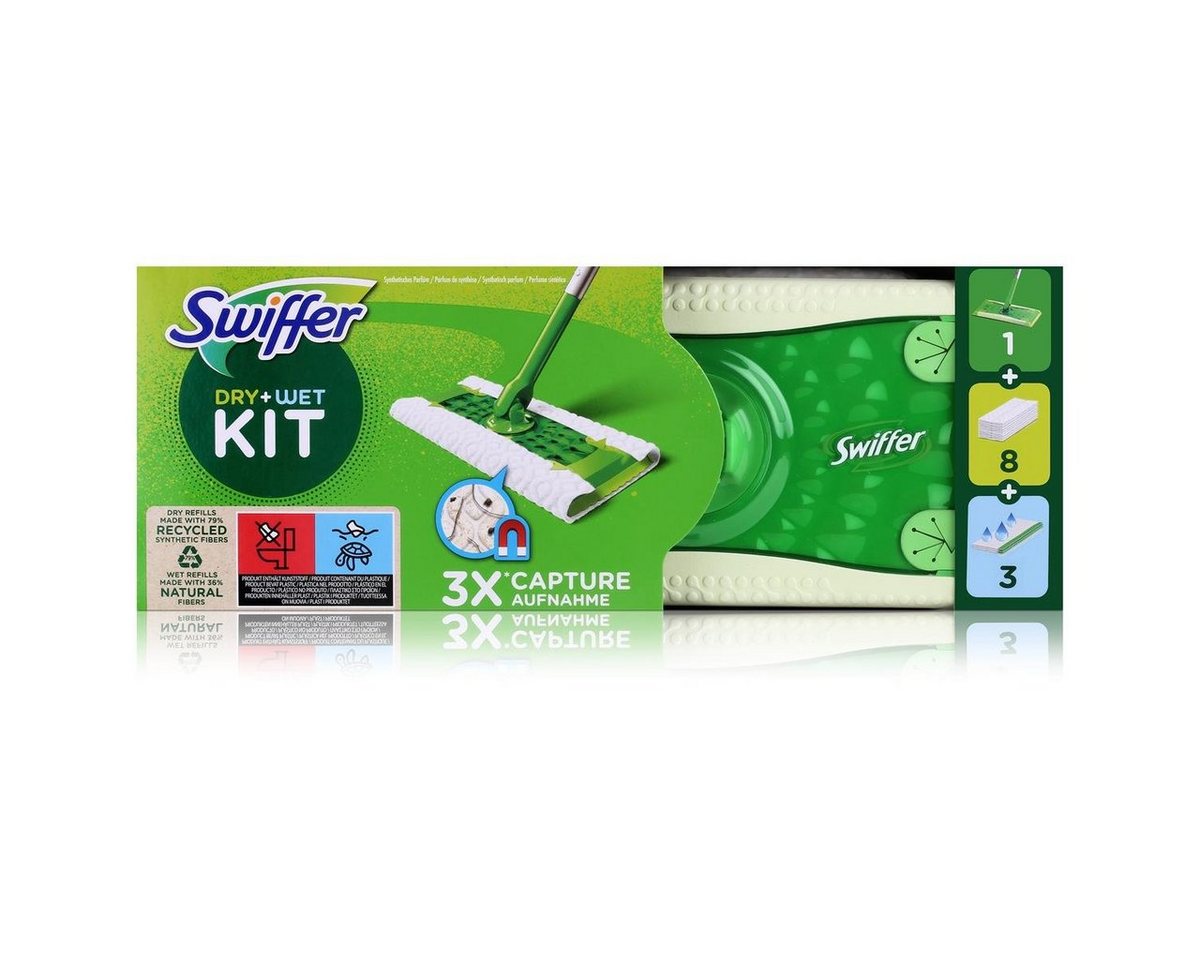 Swiffer Swiffer Dry+Wet Kit Bodenwischer und Bodentücher Staubmagnet (1er Pack Fussbodenreiniger von Swiffer