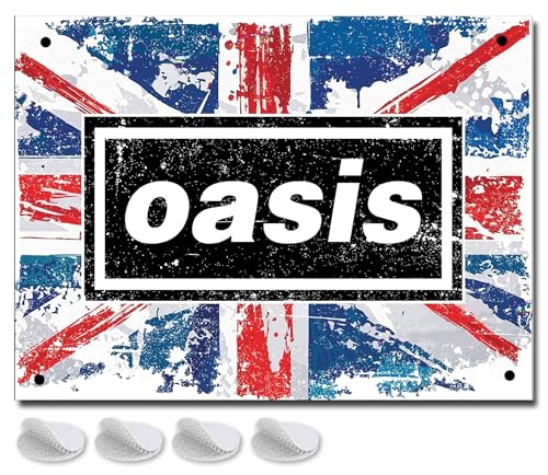 Oasis Merchandise Metallposter, Wandkunst, Raumdekoration, Band Merch UK, 20 x 15 mm, Wand- oder Türschild, Geschenk für Männerhöhle, Hausbar oder Kneipe von Swift Gift