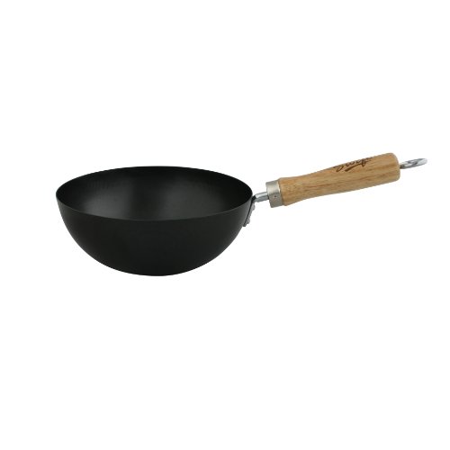 Dexam antihaftbeschichteter Wok aus Karbonstahl mit Holzgriff, 20 cm von Dexam