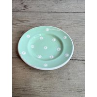 Vintage Blass Grün Und Weiß Polka Dot Sandygate Keramik Kleine Untertasse/Schmuckstück. in Gutem Zustand von SwiftMillVintage