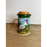 Vintage Hahn & Blumen Barge Ware Stil Milch Urnen Behälter. Handgemalt Sehr Hübsch in Gutem Zustand von SwiftMillVintage