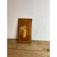Vintage Handgemachte Intarsien Marquetry Treen Holz Wandbehang Schild Bild Clown Mit Geigenszene. Guter Zustand von SwiftMillVintage