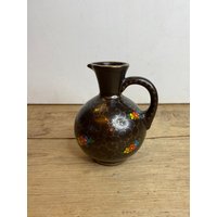 Vintage Mid Century Schwarz Und Gold Schöne Kleine Griff Krug Mit Roten, Gelben Blauen Blumen. Auffällig in Gutem Zustand Vintage Mid Century Schwarz Und Gold Schöne Kleine Griff Krug Mit Roten, Gelben Blauen Blumen. Auffällig in Gutem Zustand von SwiftMillVintage