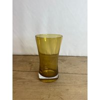 Vintage Rauchige Senfgelbe Glaswatte Vase in Gutem Zustand von SwiftMillVintage