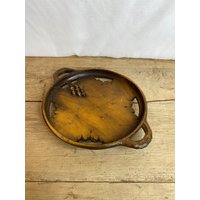Vintage Schwarzwald Hartholz Holz Griff Tablett. Schöne Satte Farbe & Patina. Gute Frucht/Schlüsselschale in Gutem Zustand von SwiftMillVintage