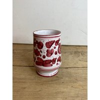 Vintage Unbenannte Rot-Weiße Blumenbecher/Becher Vase in Gutem Zustand Kleiner Chip Zum Rand Siehe Fotos von SwiftMillVintage