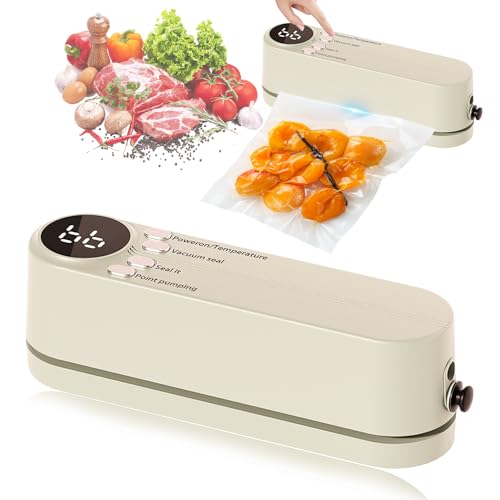 7-in-1 Mini Folienschweißgerät mit 3 Geschwindigkeiten, Wiederaufladbar, Tragbar, Inkl. 5 Vakuumbeutel & Luftpumpe – Ideal für Lebensmittelaufbewahrung & Snacks (White) von Swiftctrl
