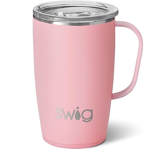 Swig 530 ml Reisebecher, isolierter Becher mit Griff und Deckel, Becherhalter-freundlich, spülmaschinenfest, Edelstahl, isolierter Kaffeebecher mit Deckel und Griff (Blush) von Swig Life