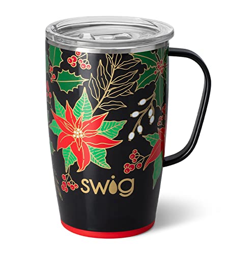 Swig Life 530 ml Reisebecher mit Griff und Deckel, Weihnachts-Reisebecher, Urlaubs-Kaffeebecher, Becherhalterfreundlich, Edelstahl, dreifach isolierter Weihnachtsgeschenkbecher (Tis the Season) von Swig Life