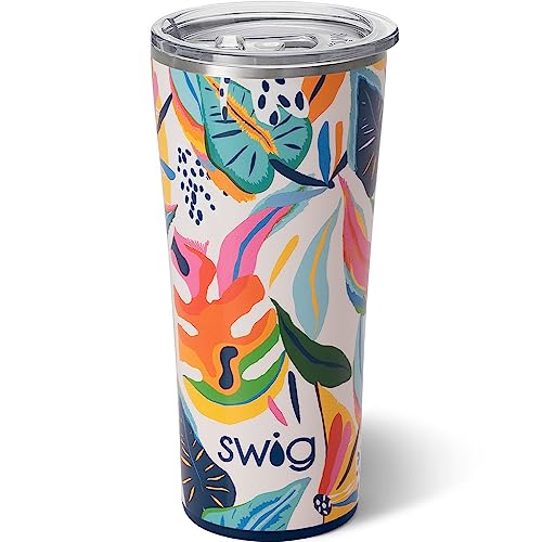 Swig Life 625 ml Becher, isolierter Kaffeebecher mit Deckel, Becherhalter-freundlich, spülmaschinenfest, Edelstahl, große Reisebecher isoliert für heiße und kalte Getränke (Calypso) von Swig Life