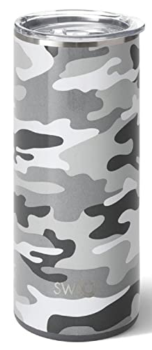 Swig Life Dreifach isolierter Edelstahlbecher mit auslaufsicherem Deckel, spülmaschinenfest, doppelwandig und vakuumversiegelt, Inkognito-Camouflage-Druck (mehrere Muster) von Swig Life
