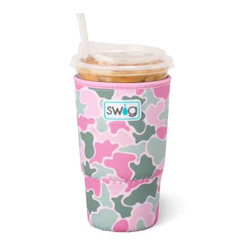 Swig Life Großer Eisbecher Coolie, Standard 625 ml Eiskaffeetassen-Isolatorhülle mit Griff, Neopren-isolierter Coolie hält Getränke kalt (Blushing Camo) von Swig Life