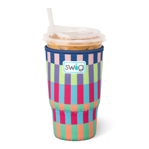 Swig Life Großer Eisbecher Coolie, Standard 625 ml Eiskaffeetassen-Isolatorhülle mit Griff, Neopren-isolierter Coolie hält Getränke kalt (Brite Stripe) von Swig Life