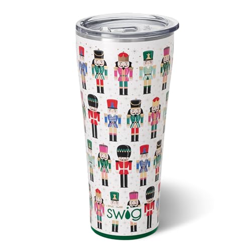 Swig Life Isolierter Becher, Reise-Kaffeebecher mit Deckel, Becherhalter, Reise-Kaffeetasse, Edelstahl-Thermoskanne (klassischer Nussknacker) von Swig Life