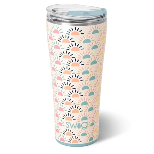 Swig Life Isolierter Becher, Reise-Kaffeebecher mit Deckel, Becherhalter, freundlicher Reise-Kaffeebecher, Edelstahl-Thermoskanne mit Deckel (Sun Chaser) von Swig Life