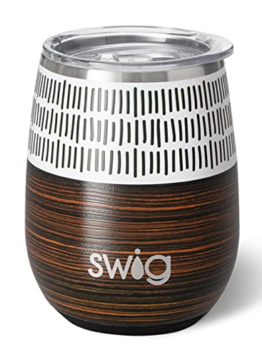 Swig Life Isolierter Weinbecher mit Deckel, 40 + Muster-Optionen, spülmaschinenfest, für 2 Gläser, Edelstahl-Weinglas für den Außenbereich (Artisan) von Swig Life