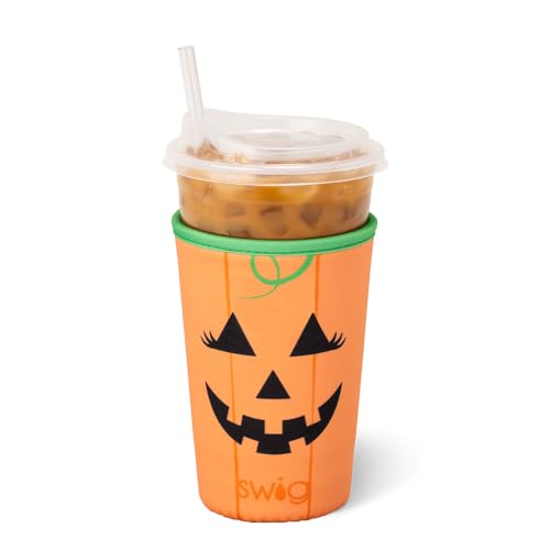 Swig Life Kühlbecher für Eiskaffee, Standard, 625 ml, Isolierhülle mit Griff, Neopren-isoliert, hält Getränke kalt (Boo Crew Pumpkin) von Swig Life