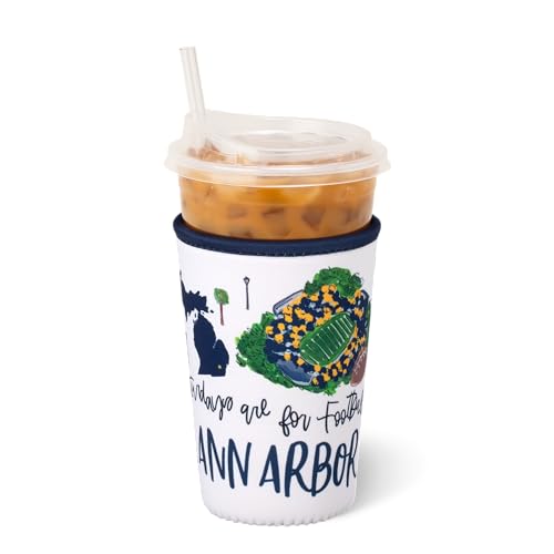 Swig Life Kühlbecher für Eiskaffee, Standard, 625 ml, Isolierhülle mit Griff, Neopren-isoliert, hält Getränke kalt (Samstag in Ann Arbor) von Swig Life