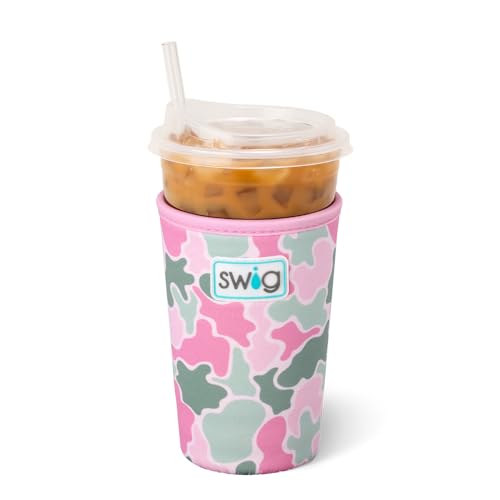 Swig Life Kühlbecher für Eiskaffee, Standardgröße, 625 ml, Isolierhülle mit Griff, Neopren-isoliert, hält Getränke kalt (Blushing Camo) von Swig Life