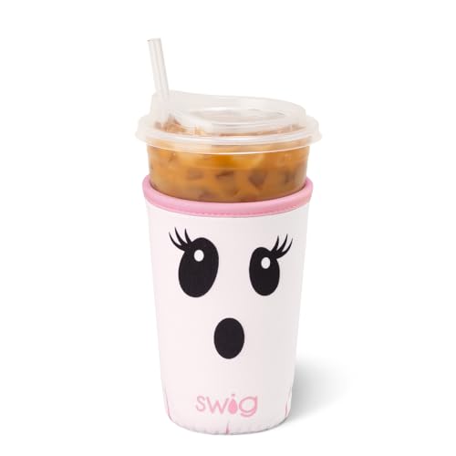 Swig Life Kühlbecher für Eiskaffee, Standardgröße, 625 ml, Isolierhülle mit Griff, Neopren-isoliert, hält Getränke kalt (Boo Crew Ghost) von Swig Life