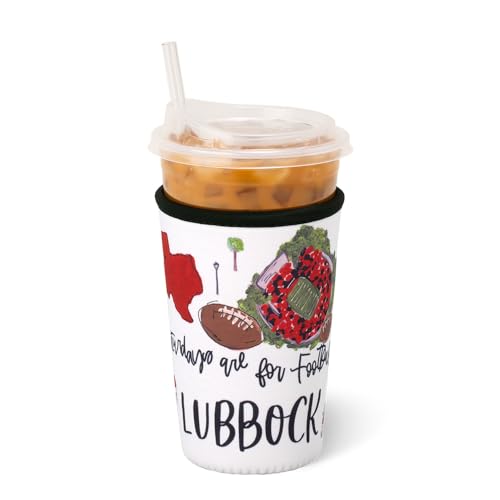 Swig Life Kühlbecher für Eiskaffeetasse, Standard-Isolierhülle mit Griff, Neopren-isoliert, hält Getränke kalt (Samstag in Lubbock) von Swig Life