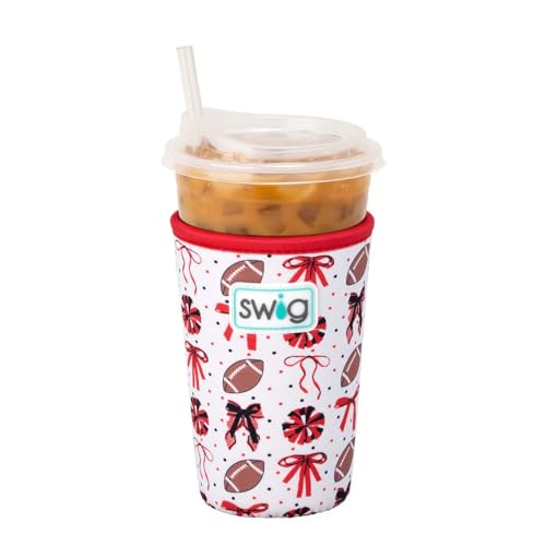 Swig Life Kühlbecher für Eiskaffeetasse, Standard-Isolierhülle mit Griff, Neopren-isoliert, hält Getränke kalt (We've Got Spirit, Schwarz + Rot) von Swig Life