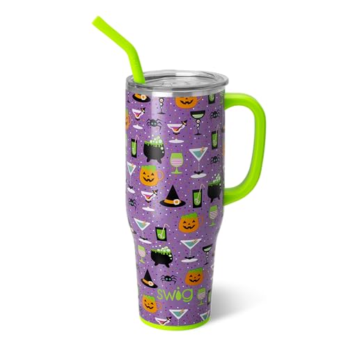 Swig Life Mega-Becher, 1,2 l, Becher mit Griff und Strohhalm, Becherhalterfreundlich, spülmaschinenfest, extra großer isolierter Becher, Edelstahl (Witches Brew) von Swig Life