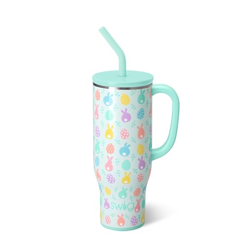 Swig Life Mega-Tasse, 850 ml, Becher mit Griff und Strohhalm, Becherhalterfreundlich, spülmaschinenfest, extra großer isolierter Becher, Osterkorbfüller, Ostergeschenke für Frauen (Eiersuche) von Swig Life