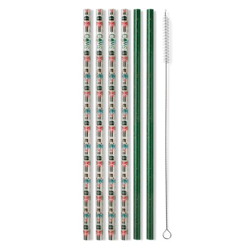 Swig Life Wiederverwendbare Trinkhalme, klassischer Nussknacker + grüner Glitzerstrohhalm und Reinigungsbürste, jeder Strohhalm ist 26 cm lang (passend für Swig Life 590 ml Trinkgläser, 624 ml und 907 Swig Life Wiederverwendbare Trinkhalme, klassischer Nussknacker + grüner Glitzerstrohhalm und Reinigungsbürste, jeder Strohhalm ist 26 cm lang (passend für Swig Life 590 ml Trinkgläser, 624 ml und 907 von Swig Life