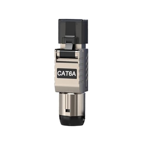 Swiixxer 1 Stück RJ45 Cat6A Ethernet-Kabelanschlüsse, RJ45-Metall-Stecker Ohne Werkzeug, Einfache Terminierung, 2000 MHz, 40G-LAN-Kabel, 22 AWG – 24 AWG, Langlebig von Swiixxer