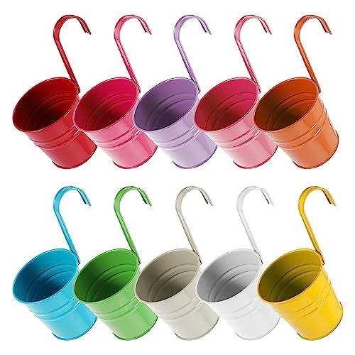 Swiixxer 10 Stück Hängende Blumentöpfe 13 cm Balkontopf Blumentopf Hängetopf Balkon Gartentöpfe Wandpflanzgefäß mit Mini-Werkzeug von Swiixxer