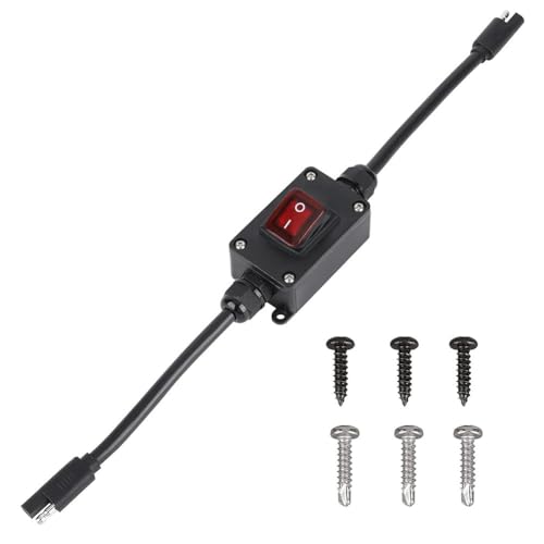 Swiixxer 12-V-Netzschalter, Wasserdichter IP65-SAE-Stecker mit LED-Anzeige, 14-AWG-Kabel für Solarpanel, Rasenmäher, ATV, Wohnmobil, Langlebig, Einfach zu Bedienen von Swiixxer