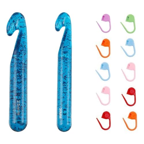 Swiixxer 25 mm Häkelnadel-Set, Große 20 mm Häkelnadel Aus Acryl mit 10 Markierungen, Perfekt für Teppiche von Swiixxer