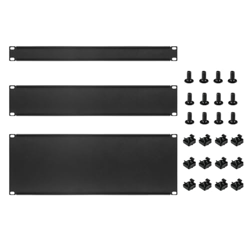 Swiixxer 3 Stück 1U 2U 4U Blindpanel Metall-Rack-, Füllpanel-Abstandshalter-Rack-Panel-Kit für Gehäuse-Server-Rack-Schrank von Swiixxer