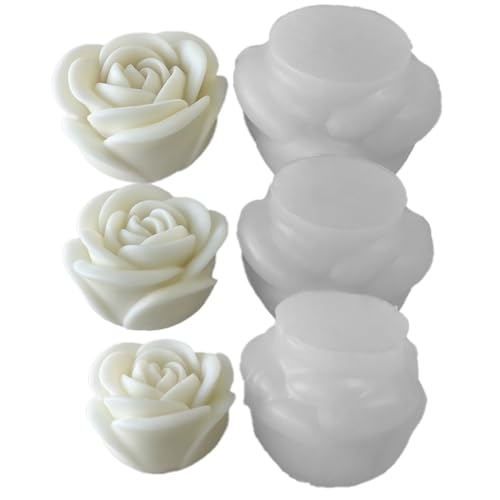Swiixxer 3PCS Aromatherapie Kerze Silikonform Rose Handgemachte Aromatherapie Seife Expansionsstein Gips Formenbau Werkzeuge Langlebig von Swiixxer