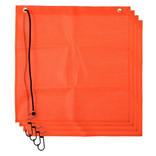 Swiixxer 4 StüCke 18X18 Mesh Sicherheits Flaggen Orange Warnen Flagge Bungee Sicherheits Flagge Gute Sichtbarkeit Wetterfeste Flagge mit ÖSen von Swiixxer