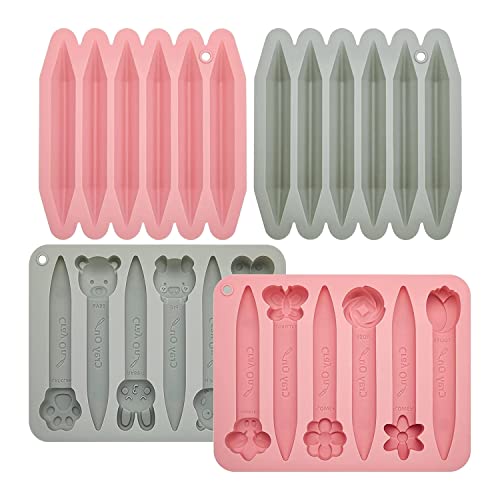 Swiixxer 4Er Pack Assorted Crayon Mold Cavities 3D Crayon Silikonform Triangle Crayon Mold Silikon Schokoladenform von Swiixxer