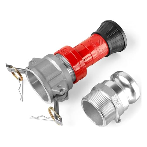 Swiixxer Feuerwehrschlauchdüse, 2 NPSH Hochleistungs-Industrie-Feuerwehrschlauch mit Konstantem Durchfluss, Nebeldüse mit 2-Teiliger 2-Camlock-Anschlusskupplung von Swiixxer