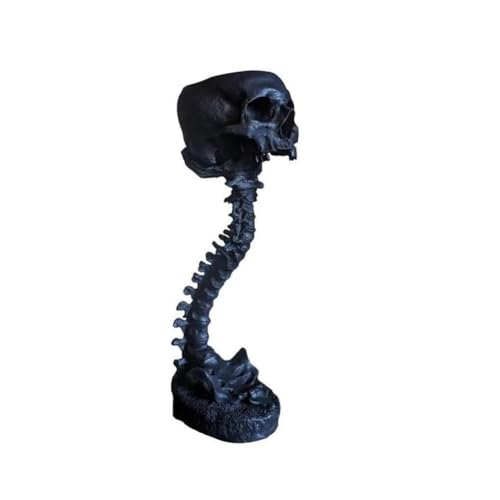 Swiixxer Harz-Totenkopf-Pflanzgefäß und Wirbelsäulenständer-Set, Polyresin-Totenkopf-Topf, Halloween-Dekoration, Retro-Menschenschädelkopf-, Langlebiges Schwarz von Swiixxer