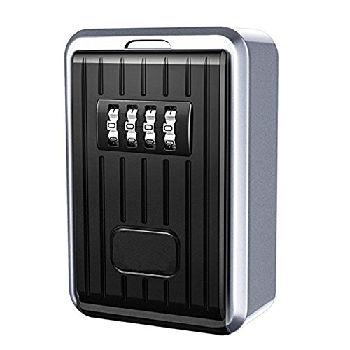 Swiixxer Lock Box 4-stellige Kombination Wasserdichte Box Aluminiumlegierung Wetterfeste Schluessel Hider mit ruecksetzbaren Code Key Storage Wall Mounted von Swiixxer