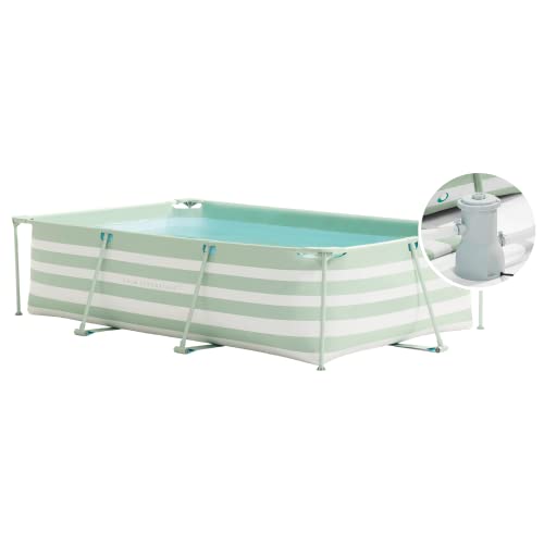 Swim Essentials | Grün/Weiß Gestreift Aufstellpool 300x200x75 cm inkl. Zubehör von Swim Essentials