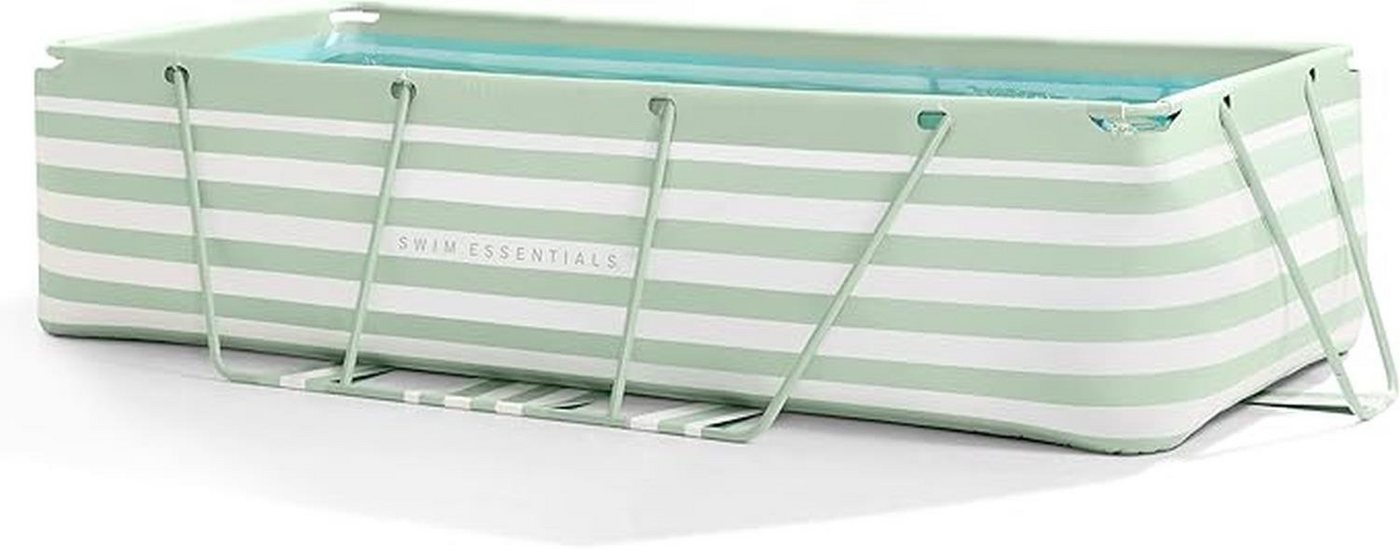Swim Essentials Pool Rahmenpool grün/weiß Komplett Set, inkl. Abdeckplane, Bodenplane und von Swim Essentials