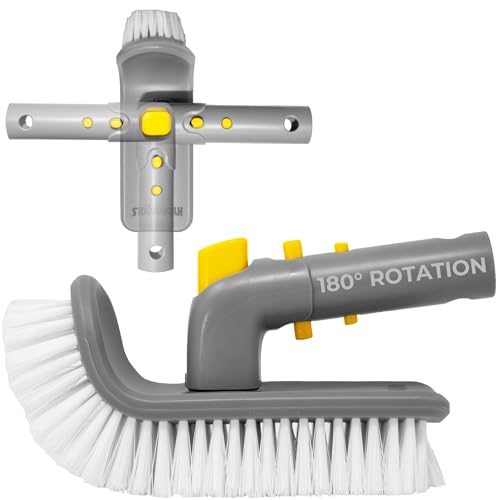 SWIMLINE HYDROTOOLS Reinigungsbürste für Pool-Stufen und Ecken, mit verstellbarem 180-Grad-Drehgriff, für oberirdische und inground Pools, Spas, Whirlpools, Küche, Badezimmer, Gebogene Borsten und von Swimline