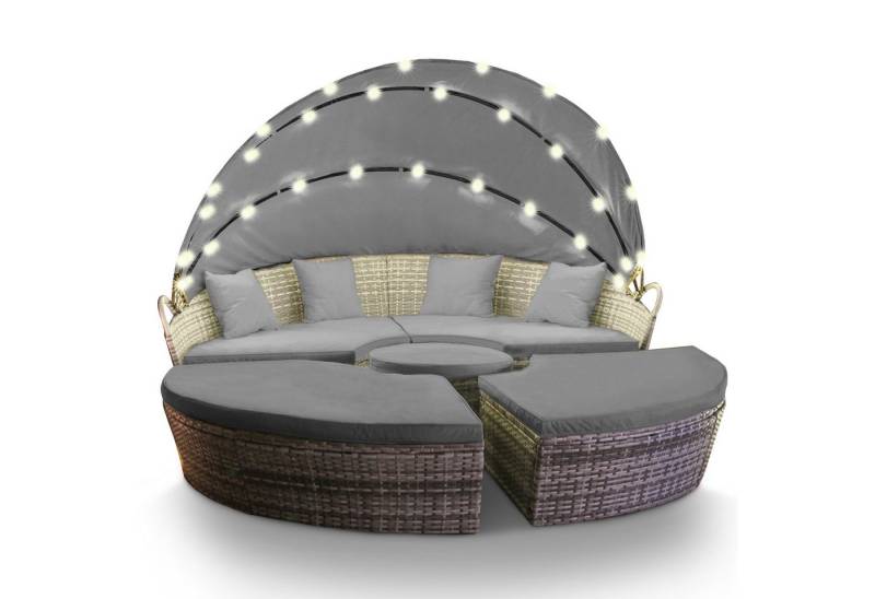 Swing&Harmonie Gartenlounge-Set LED - Sonneninsel Rattan Lounge Polyrattan, (Sitzgruppe, Liege Insel inkl. Abdeckcover) von Swing&Harmonie