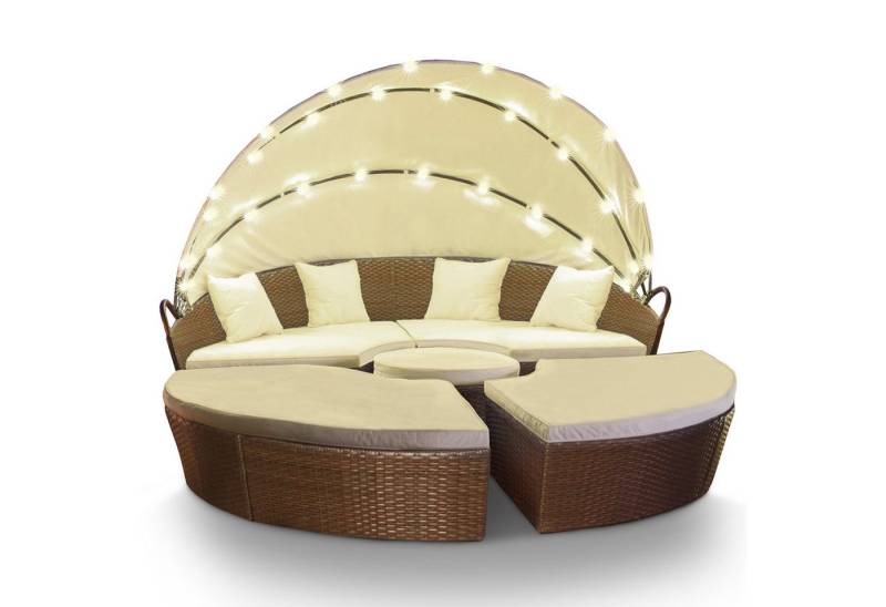 Swing&Harmonie Gartenlounge-Set LED - Sonneninsel Rattan Lounge Polyrattan, (Sitzgruppe, Liege Insel inkl. Abdeckcover) von Swing&Harmonie