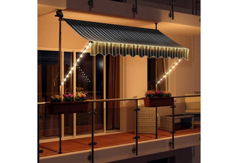 Swing&Harmonie Klemmmarkise LED - Balkonmarkise mit Kurbel Sonnenschutz Markise Terrasse Balkon 200/250/300/350 cm von Swing&Harmonie