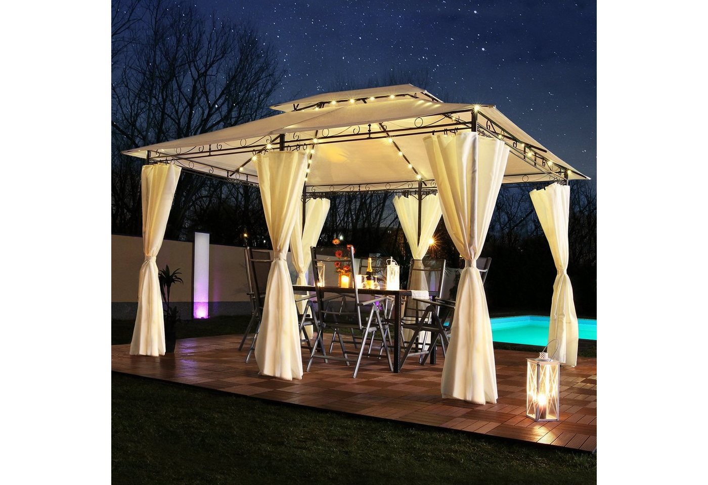 Swing&Harmonie Pavillon LED - Pavillon 3x4m Minzo Garten Pavillion Solar Pavilion Gartenzelt Designer Pavilon von Swing&Harmonie