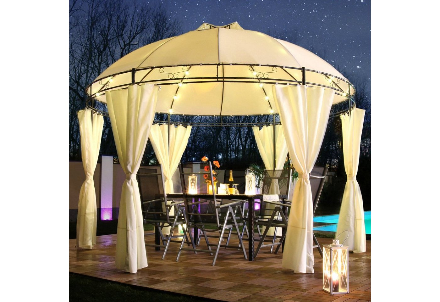 Swing&Harmonie Pavillon LED - Pavillon Ø 350cm Lavo Garten Pavillion Rund Solar Pavilion Gartenzelt Designer Pavilon von Swing&Harmonie